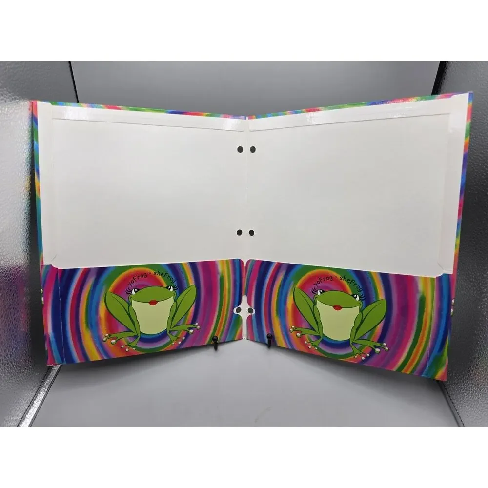 Vintage Neon Rainbow Swirl Frog Pocket Folder Yo Frog She Frog